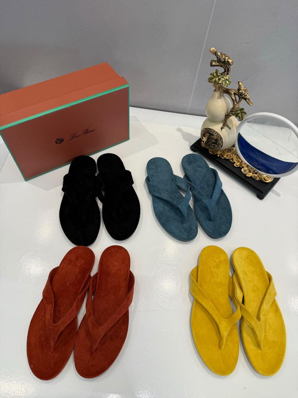 Suede Thong Sandals — Four Colours