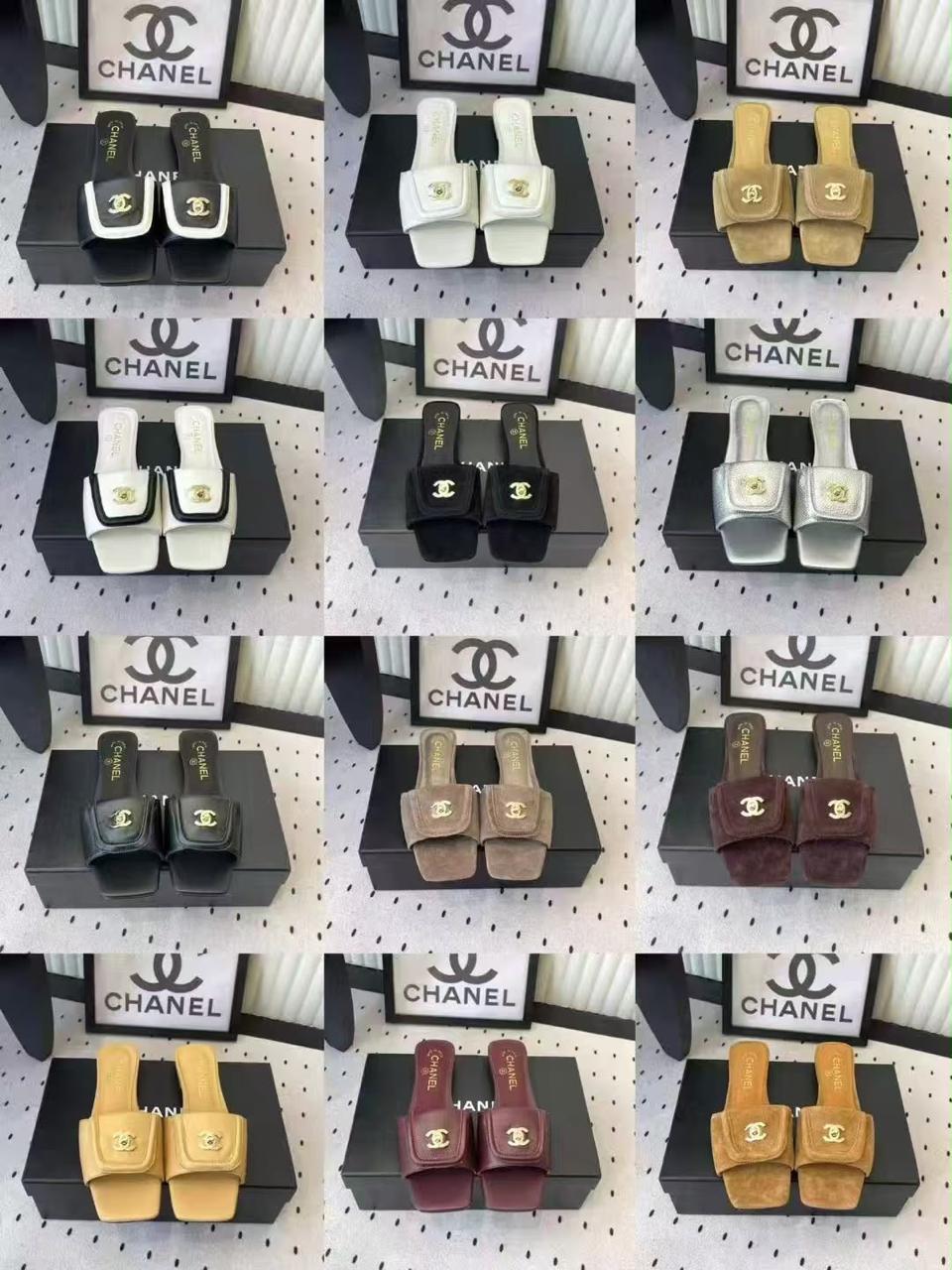 Square-Toe Logo Slides — Assorted Colours